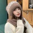 thumbnail image 3 of Winter Scarf Hat with Fleece Lining, Thick Knit Warm Beanie for Cold Weather, 3 of 4