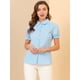 thumbnail image 4 of Blusa de Algodón con Volantes y Cuello Vuelto para Mujer Azul Claro S, 4 of 6