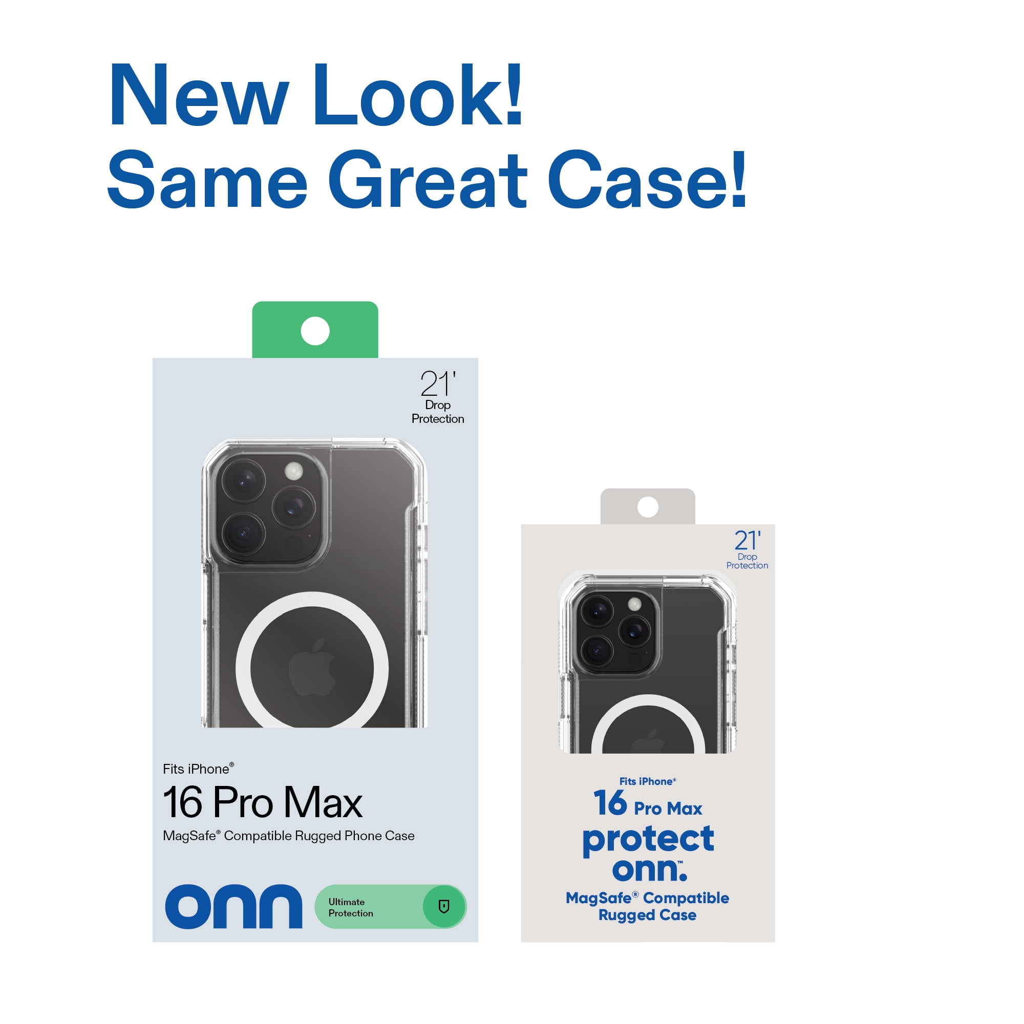 onn MagSafe Compatible Rugged Phone Case for iPhone 16 Pro Max - Clear