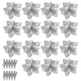 thumbnail image 1 of Injueey 15/5 uds, polvo de brillo de flores artificiales de Navidad, adornos de árbol de Navidad DIY, flores falsas, decoraciones de Año Nuevo de Kits de decoración para fiestas plata 15PCS Injueey HA008415-04, 1 of 6