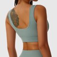 thumbnail image 3 of Sujetador de yoga sin costuras con tiras elástico en forma de U acanalado con copas extraíbles para correr azul gris M, 3 of 5