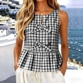 thumbnail image 2 of ZVNAΖH Women's Gingham Check Sleeveless Peplum Top, Crew Neck Bow Front Casual Blouse, S-2XL, 2 of 8