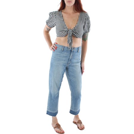Jolie & Joy by FCT With Love Womens Juniors Woven Checkered Cropped