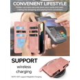 thumbnail image 4 of Wallet Case Compatible with iPhone 17 Pro Max, 6 Card Holder with RFID Blocking, PU Leather Zipper Flip Wallet Pocket, Kickstand, Wrist Strap | Protective Phone Cover for 17 Pro Max, Pink, 4 of 13