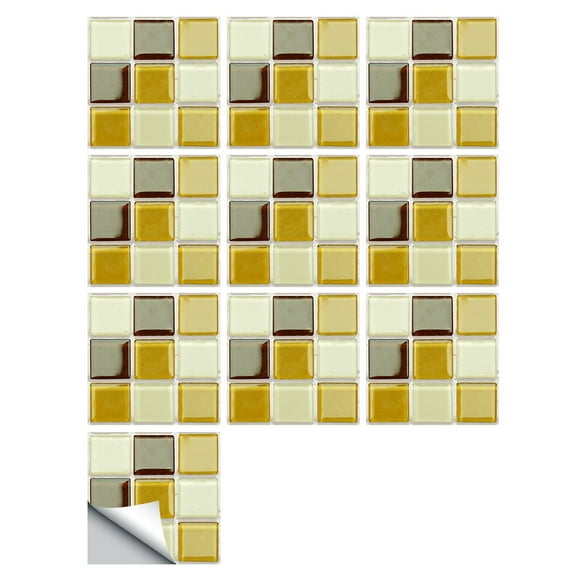 Heiheiup 1Set 10pc Self Adhesive Tile 3D Sticker Kitchen Bathroom Wall Sticker Decoration