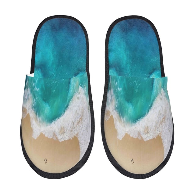 Fotbe Beach Pantuflas Peludas para Mujer con Estampado, Zapatillas de Peluche, Zapatos de Invierno para Casa, Uso Interior y Exterior-Medium