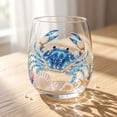thumbnail image 3 of STIJGGN Stemless Wine Glass, Ocean Blue Crab Seashell Starfish Printed Drinking Glass, Summer Coastal Nautical Home Decor Glassware, Holiday Beverage Cup Gift for Beach Lovers, 3 of 4