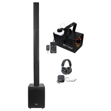 Gemini WRX-843 Column Line Array Portable PA DJ Speaker+8" Sub+Fogger+Headphones