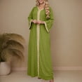 thumbnail image 2 of Robe Abaya Musulmane Femme Col en V Kaftan Prière Islamique Robe Brodée Bronzante Robe Longue Soirée Vacances, 2 of 6