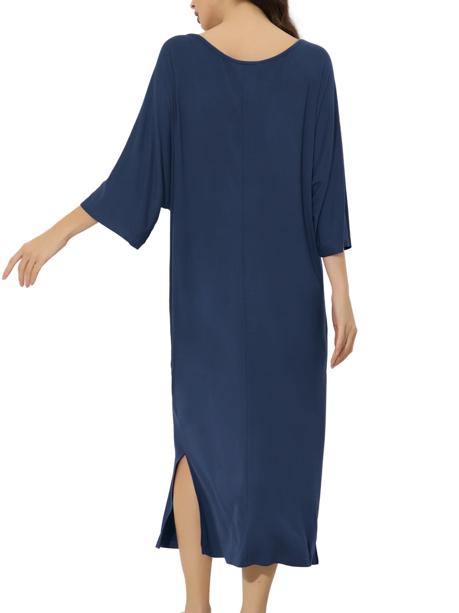 Unique Bargains Womens' Sleepshirt Nightshirt 3/4 Sleeve Nightgown Sleep Shirt Dress