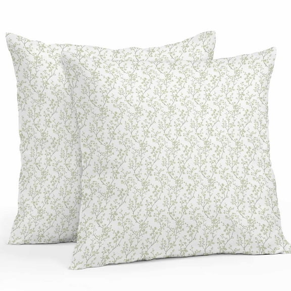 Sage Green Flowers Outdoor Pillow Covers Pack of 2 Branches Plants Waterproof Throw Pillow Covers Decorative Cushion Cases for Patio Garden Tent Balcony Couch 26x26 inch