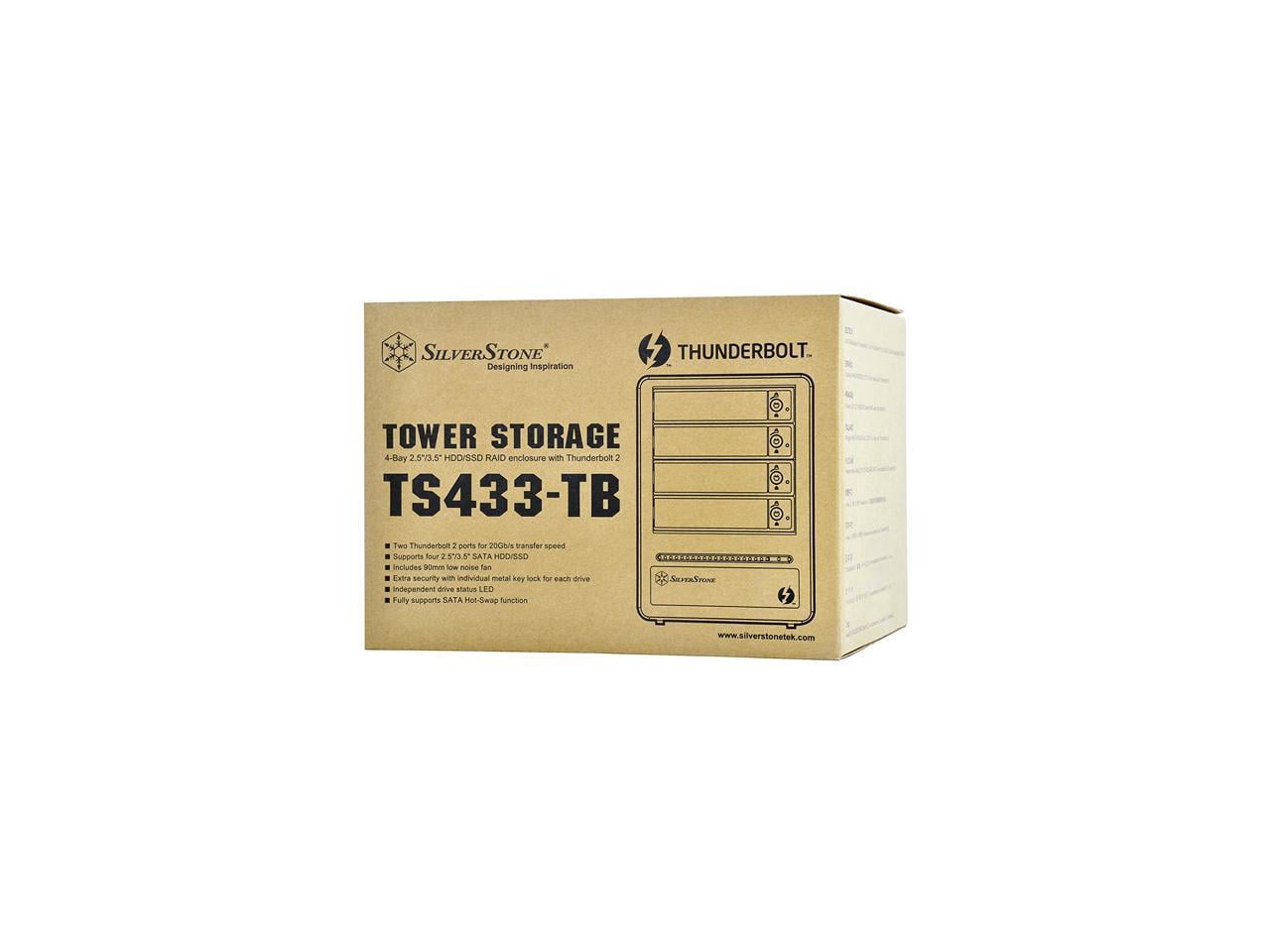 SilverStone RL-TS433-TB Aluminum Body with Zinc Alloy Handle 3.5"/2.5" SATA HDD/SSD ( up to 6 Gbps ) Black 2 x Thunderbolt 2 port ( up to 20 Gbps) (Support Daisy Chain function) High-speed External St
