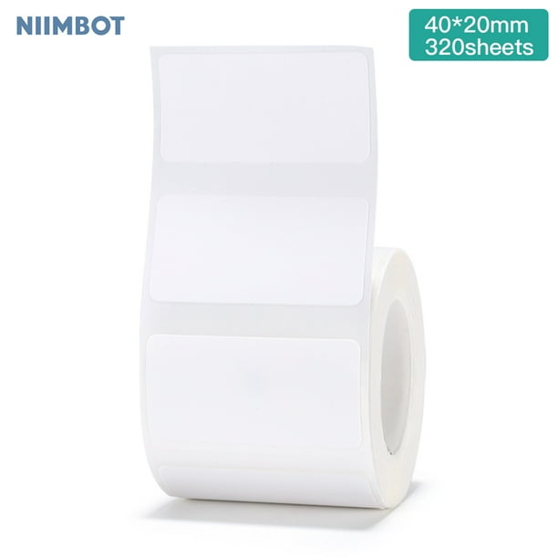 Niimbot White Blank Thermal Printing Paper Roll Barcode Price Size Name Label Paper Waterproof Oil-Proof Tear Resistant 40*20mm 320sheets/roll 5 Roll