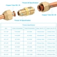 thumbnail image 2 of Uxcell 1/4" to 1/2" Pipe Extension Joint Connector, Brass Pipe Coupler Adapters with 2pcs Flare Nuts, 2 of 7