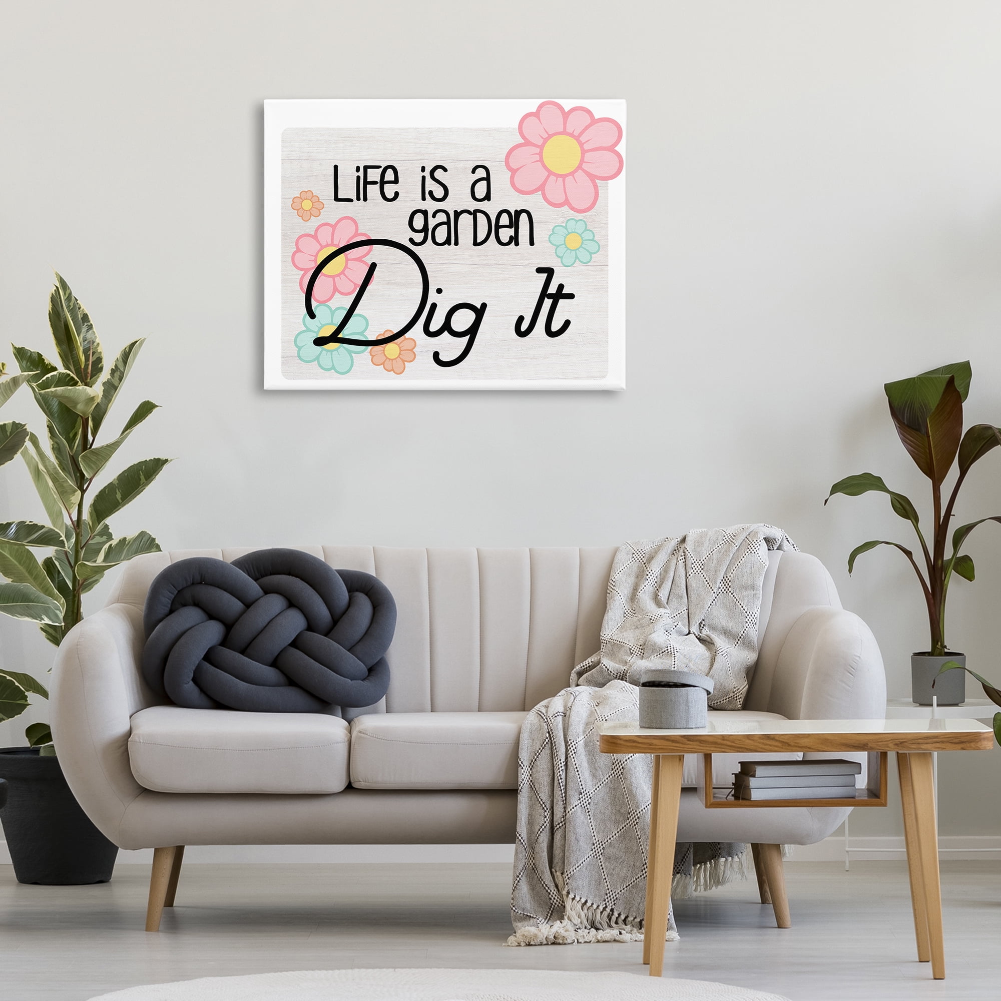 Stupell Industries Life's A Garden Phrase Plants & Flowers Painting Wrapped Canvas Art Print Wall Art, 40 x 30