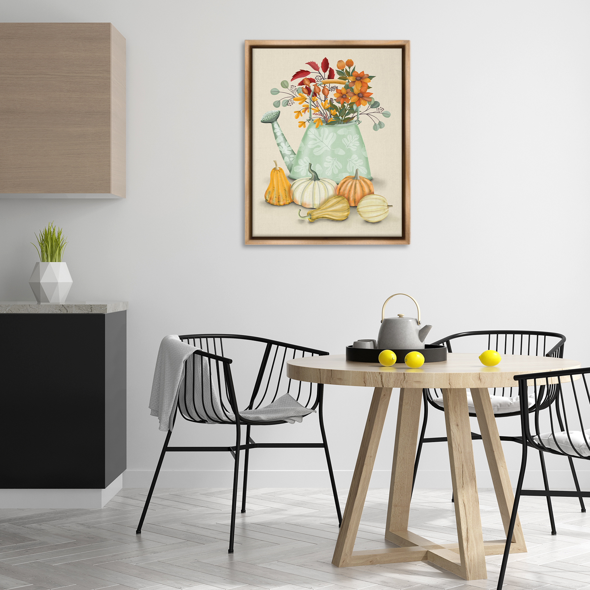 Stupell Industries Country Harvest & Bouquet Plants & Flowers Painting Brown Floater Framed Canvas Art Print Wall Art, 25 x 31