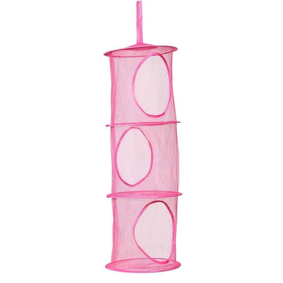 LAMIRO Stuffed Animal Storage Foldable Stuffed Animal Net 3 Compartments Hanging Mesh Toy Storage For Kid Room Toys Gloves Hats Socks Toy Storage Cage Storage Container