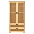 thumbnail image 6 of Better Home Products Stylish Pine Wood Closet with Rattan Doors and Two Drawers for Easy Access in Natural (Natural), 6 of 9