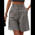 thumbnail image 1 of Pantalones Cortos de Verano para Mujer, con Cintura Elástica, Pierna y Hasta la Rodilla, con Bolsillos, Color Gris Oscuro M, 1 of 4