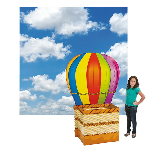 Fun Express 6 ft. Hot Air Balloon Backdrop & Stand-Up Decorating Kit - 3 Pieces