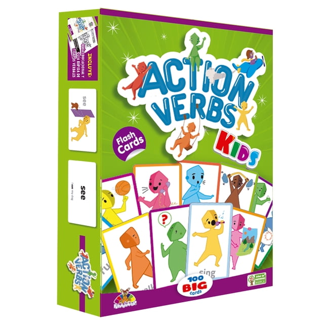 Flash Cards Juego Didáctico pequedivertido 100 Verbos En Inglés Action Verbs