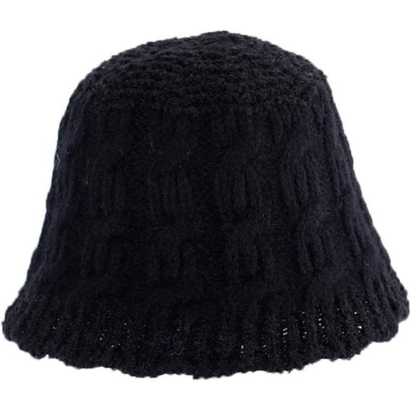 CoCopeaunts Bucket Hats for Mens Foldable Fashion Solid Color Knit Hat Wide Brim Outdoor UV Protection Warm Crochet Winter Hats
