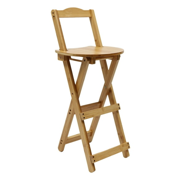 LLToo Portable Folding Bamboo Stool Tall Chair Foldable Bar Stool Porch Kitchen Chair