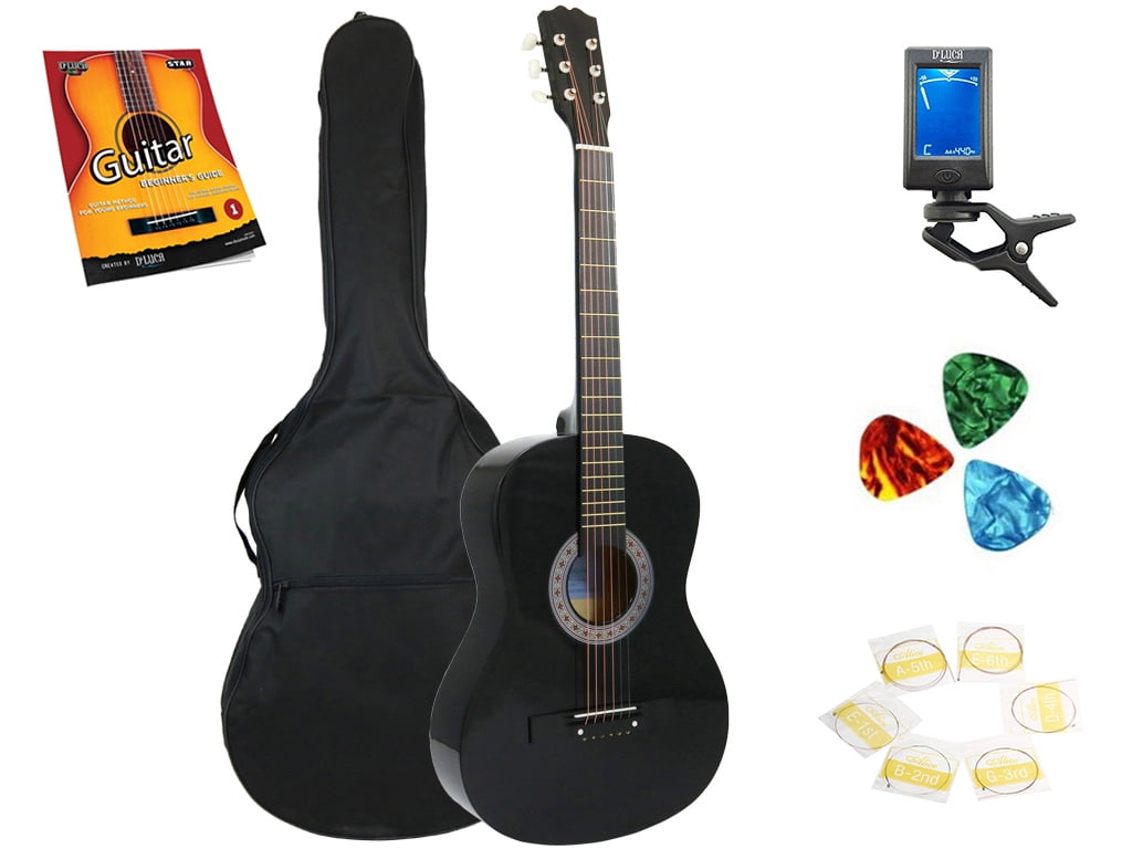 Beginner Acoustic Classical Guitar with Strings 38 inch Acoustic Guitar Musical Instrument Set Tuner Include Tuner Towel Carrying Bag String Thumb Protector Capo