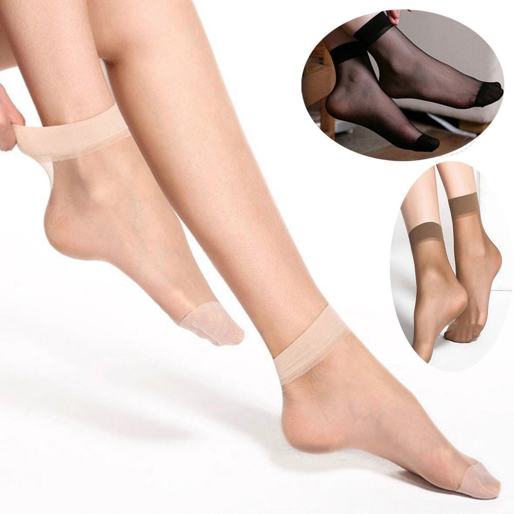 5 Pairs Ladies Short Stockings Sheer Elastic Knee Length Thin Silky Summer Socks