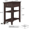 thumbnail image 3 of Narrow End Table Set of 2,Side Table Living Room with USB Ports & Power Outlets and Hidden Drawer, 3-Tier Skinny Nightstand with 2 Open Storage Shelves for Small Place(Espresso), 3 of 12