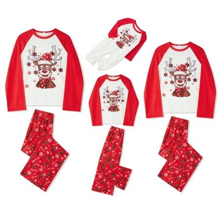 

Family Matching Christmas Pajamas Set Elk Print Long Sleeve Tops+Pants Set for Adult Kids Baby Nightwear Sleepwear 2Pcs Unisex