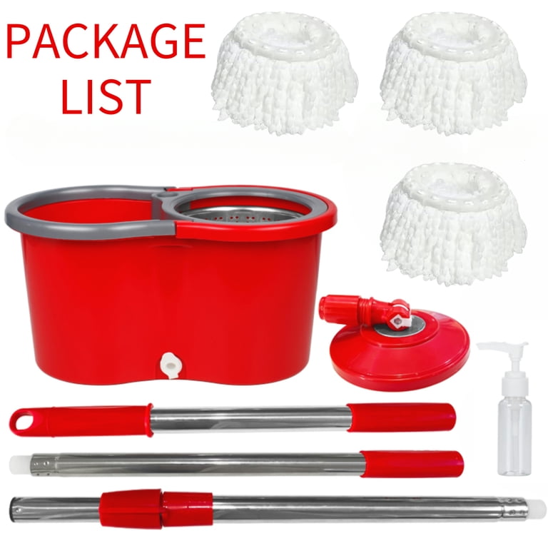 新品未使用✨️ H2O MOP X5 スペシャルセット 大容量モップヘッド レッド Spin Mop and Bucket System, 61
