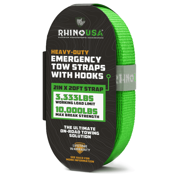 Heavy-Duty Tow Strap by Acme Co, 2in x 20ft, 10,321lbs Capacity with Hooks