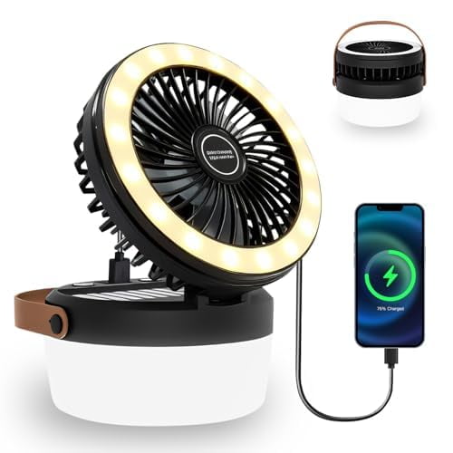 Lámpara ventilador solar LED de 3 velocidades para camping XDTIME con USB