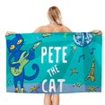 thumbnail image 1 of Pete el Gato Toalla de playa de secado rápido con diseño temático, regalo para mujeres y niñas, ideal para cumpleaños, fans, amantes de la música, uso en la playa o al aire libre, 78 × 180 cm, 1 of 6