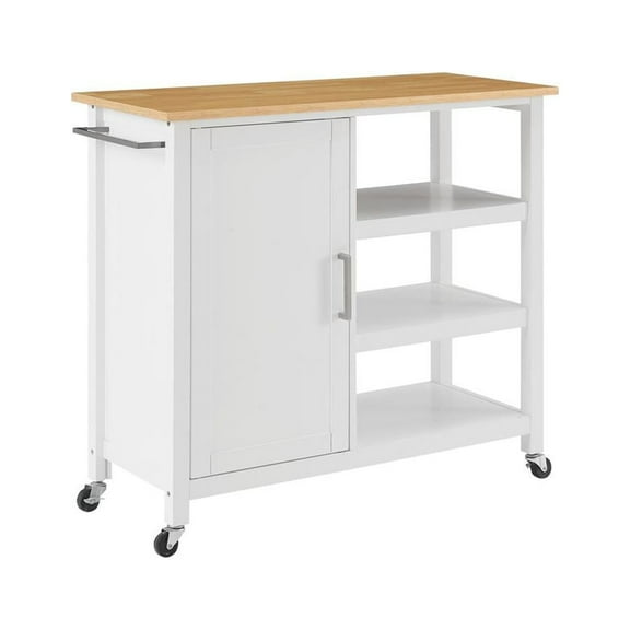 Tristan Open Kitchen Island/Cart White/Natural