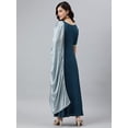 thumbnail image 2 of Janasya Indian Round Neck Half Sleeve Solid Teal Rayon Kurta With Dupatta For Women, 2 of 7