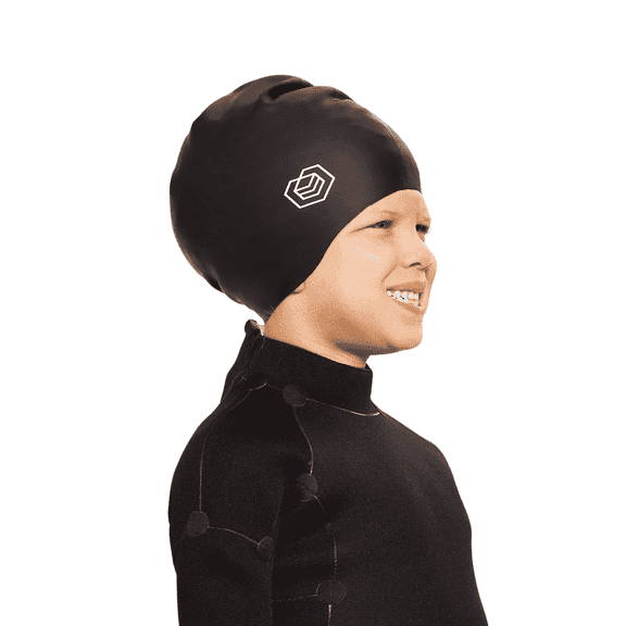 SOUL CAP Kids Medium Swimming Cap - Long Hair, Curls, Dreadlocks, Extensions & Afros - Unisex - 100% Silicone (Regular, Black, Swim Cap)