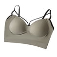 thumbnail image 4 of Sujetador deportivo para mujer, cómodo, sin costuras, ajustado, con tirantes cruzados, sujetador deportivo para Yoga, entrenamiento físico, gris y verde, 4 of 12