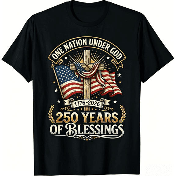 Freedom 250th Anniversary USA Flag Christian God Patriotic T-Shirt