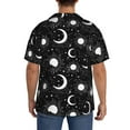thumbnail image 3 of Uemuo Crescent and Stars Pattern Cotton Linen Short Sleeve Shirts,Casual Lightweight Button Down Shirts,Vacation Beach Summer Tops-Medium, 3 of 7