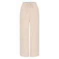 thumbnail image 1 of ameIAEA Women's Wide Leg Work Pants High Elastic Waist Drawstring Pants Trousers with Pockets, 1 of 4