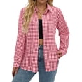 thumbnail image 2 of Fantaslook Plaid Button Down Shirts for Women Dressy Casual Long Sleeve Shirts Collared Work Blouses Tops, 2 of 11