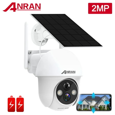ANRAN Wireless Battery Security Camera Outdoor, 1080P Solar Powered Camera with 360° View, White