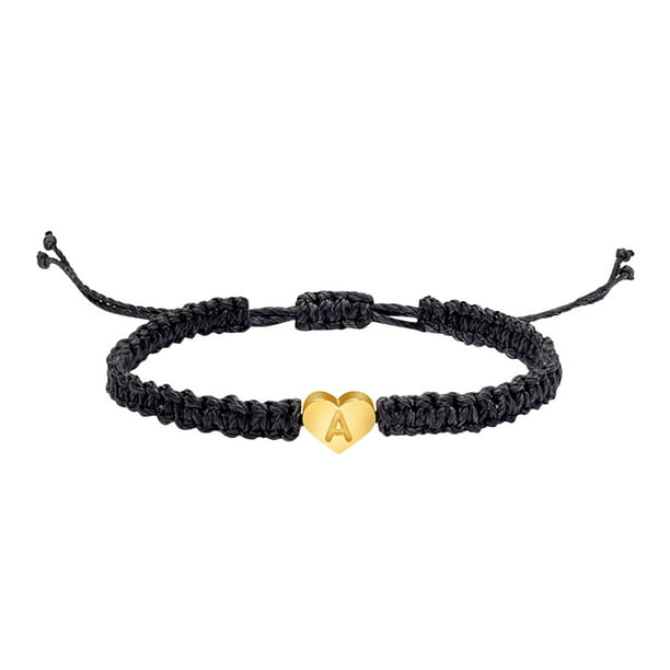 26 pulsera inicial 18K chapado en oro letra pulsera tejida delicado corazón encanto pulsera pulsera tejida para los hombres las mujeres las niñas