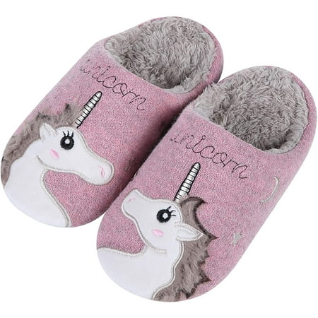 

Cute Unicorn House Slippers for Kids Animal Indoor Slippers Waterproof Sole Fuzzy Home Slippers