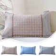 thumbnail image 1 of Funda de Almohada Europea de 52 X 71 Cm, Antideslizante, de Algodón Jacquard con Estampado de Cuadrícula, En Azul, Marrón y Gris, Ideal para Decorar Sofá Cama., 1 of 6