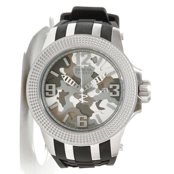 Invicta Men's 12476 Reserve Subaqua Camouflage White Dial Black Rubber Strap Dive Watch