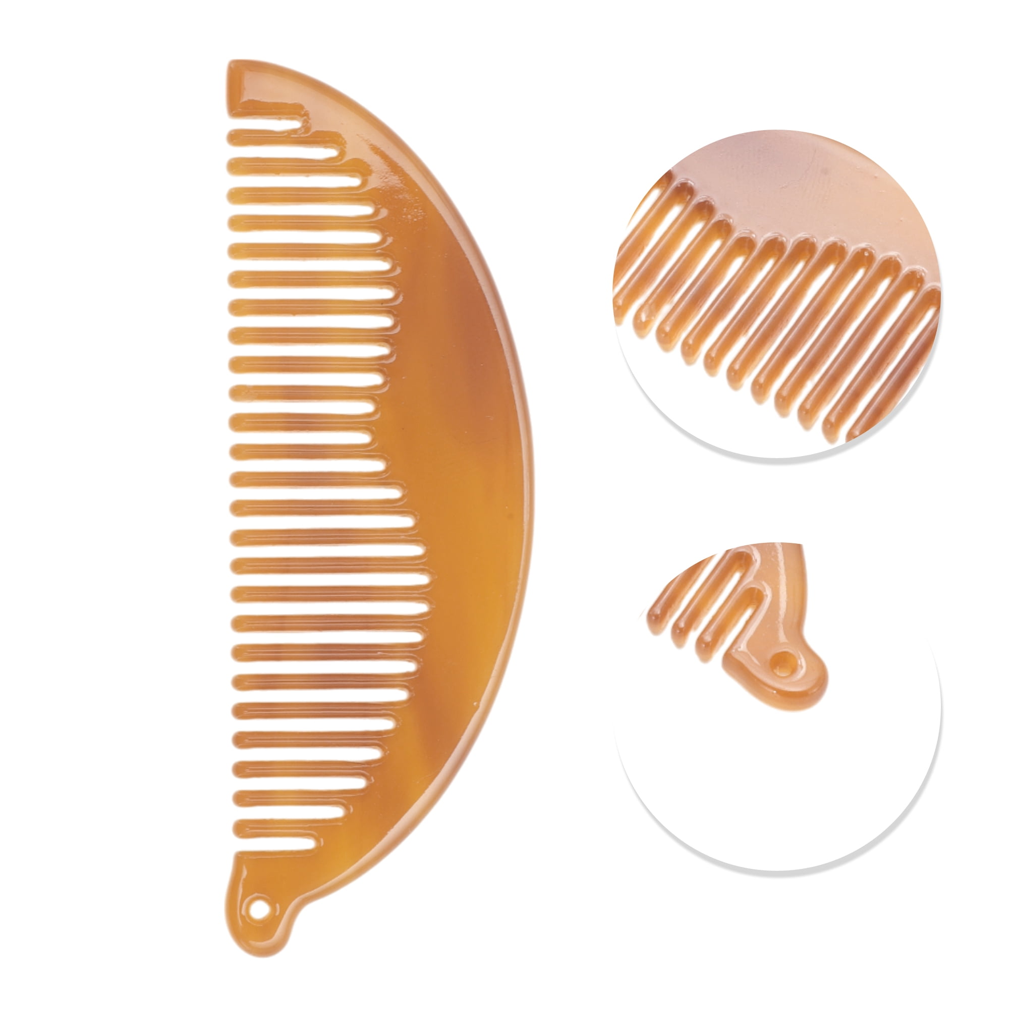 Unique Bargains 1 Pc Half Round Hair Comb with Hole for All Hair Types Styles Coffee Color