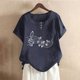 thumbnail image 2 of Blusa de manga corta con cuello redondo para mujer a la moda, camisetas sueltas con estampado Fridja  hjk4994, 2 of 5